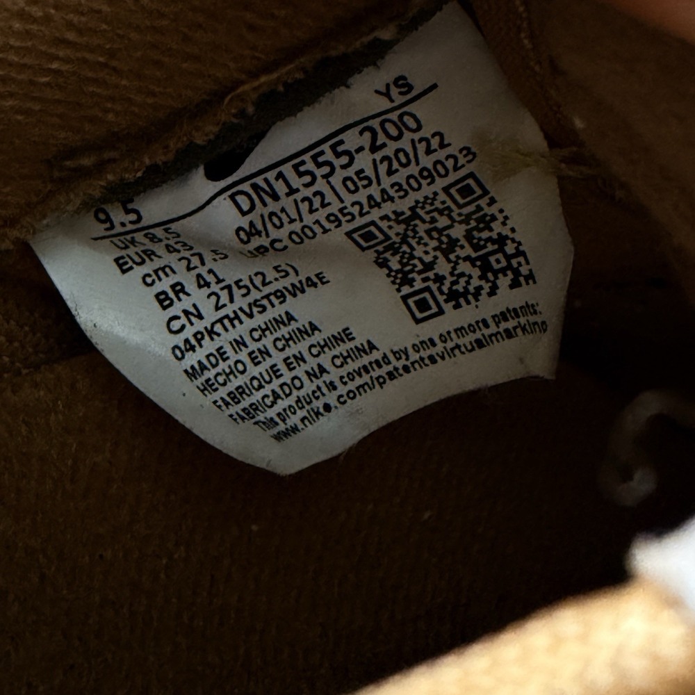 Nike Air Force 1 Supreme Wheat Men's Size 9.5 Sneakers - Picture 3 of 15
